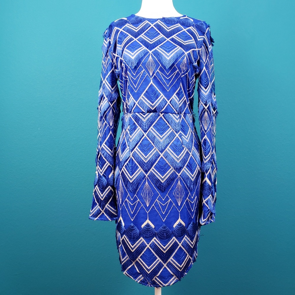 🆕️ 🌠 PrettyLittleThing Metallic Embroidered TasselFringe Dress // (NWT)